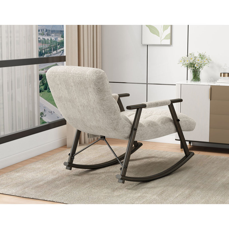 Chaise berçante pliante, chaise berçante rembourrée, Blanc
