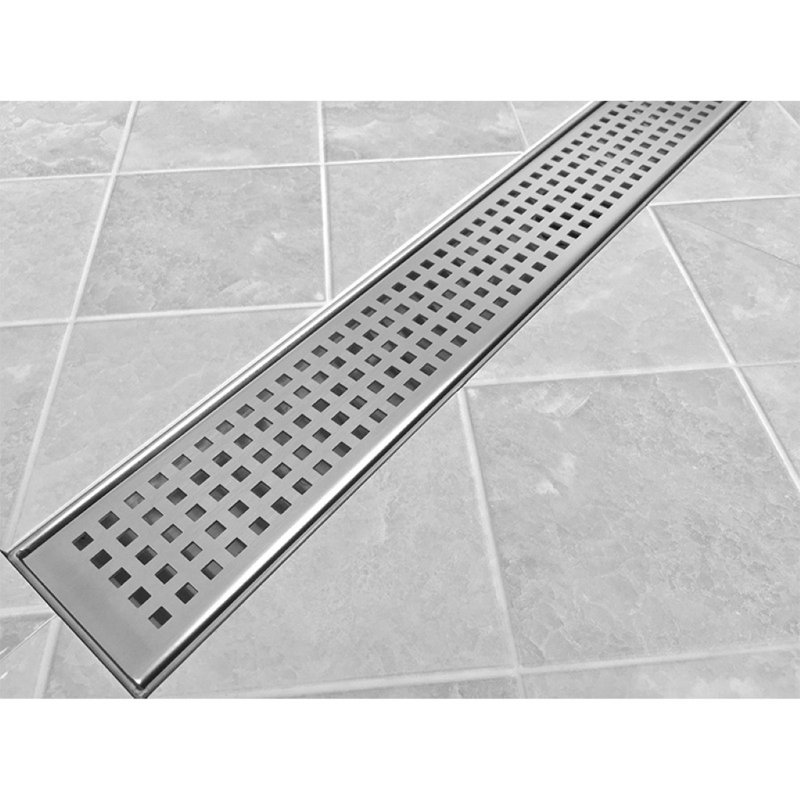 Manya Linear Grid Waste Shower Drain, 7cm H x 100cm W x 5cm D