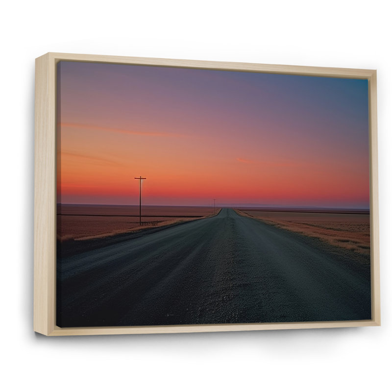 «Sunset Road Landscape I», reproduction sur toile, Cadre naturel flottant, H 12 po x l 20 po x P 1 po