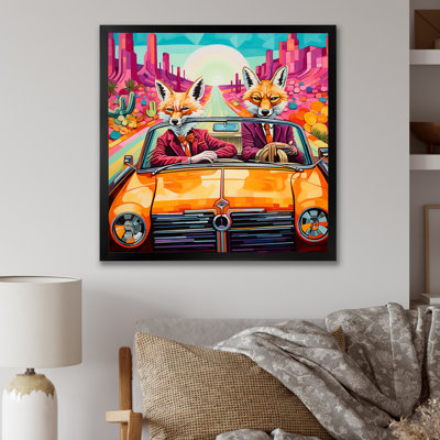 Art mural, renard aventureux au volant II