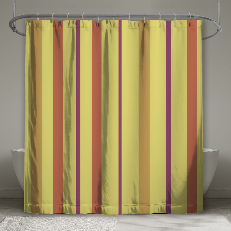 Rideaux de douche à rayures jaunes et rouges, L 70 po x H 72 po