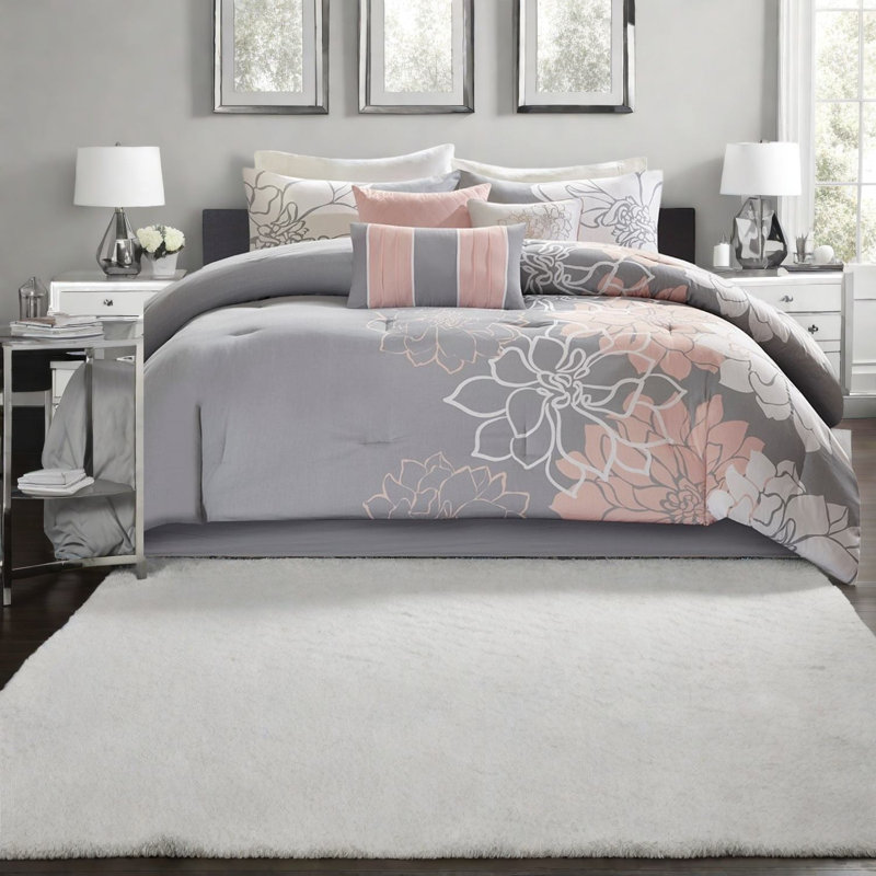 Elegant Floral Bedding Set, Cotton Sateen Comfort, Home Style