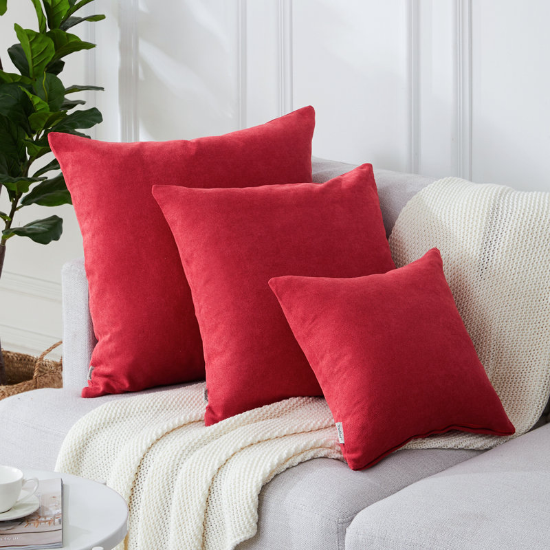 Square Chenille Pillow Cover, 20"L x 20"W, Red
