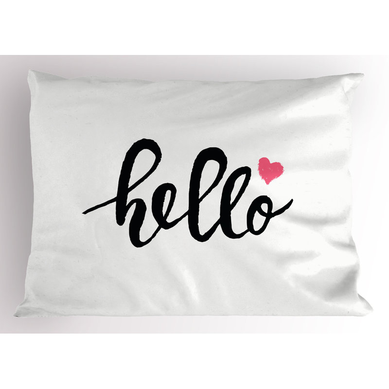 Ensemble de 2 taies décoratives avec cœur Ambesonne Hello 26 po x 20 po rose et blanc