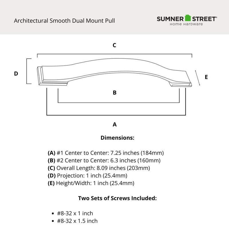 Poignée de tiroir à double arche en nickel satiné de 6-1 / 4 po Architectural Smooth, Nickel satiné, 6 1/4"