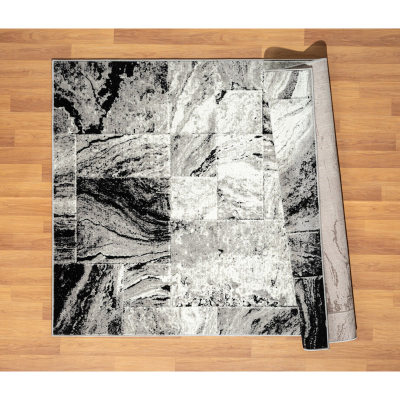 Tapis carré gris foncé Anatola, Rectangle 10 pi x 14 pi