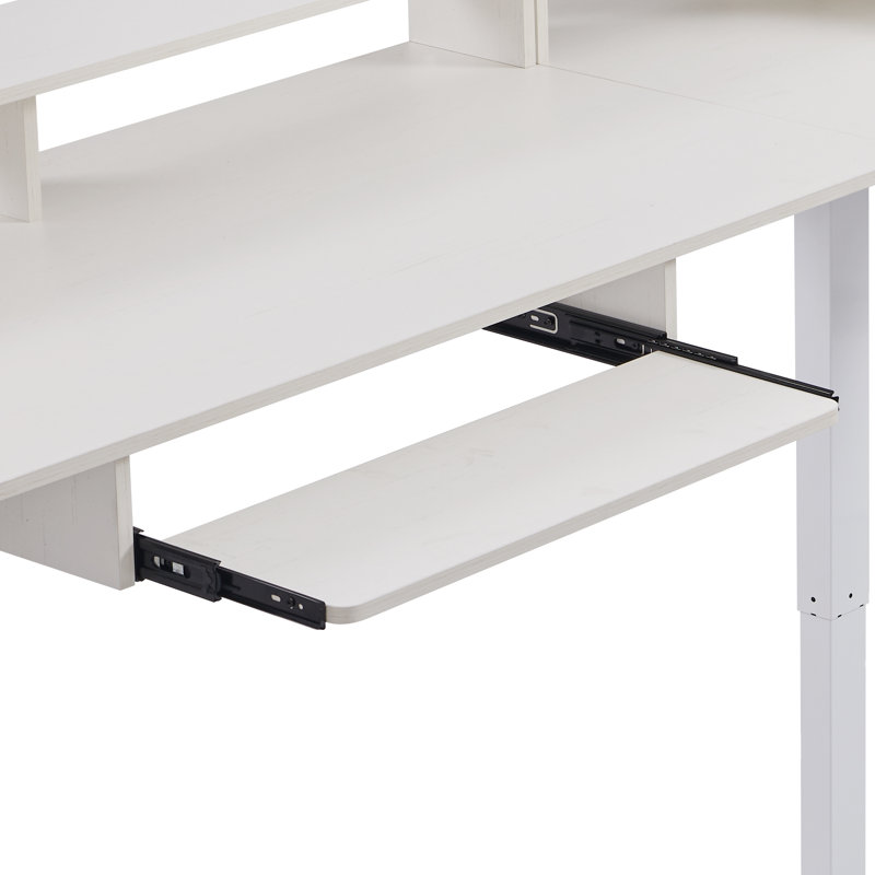 75" L-shaped Electric Standing Desk With Smart Hub & Height-adjustable Design, White