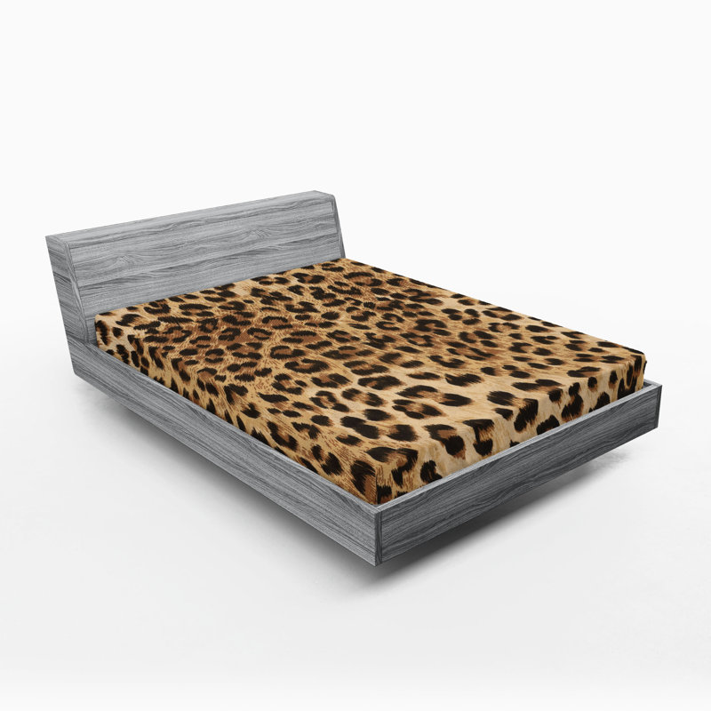 Ambesonne Christmas Fitted Sheet 2-Pack Tree Branches Bells, Queen Fitted Sheet, Pale Brown/Black Animal Print