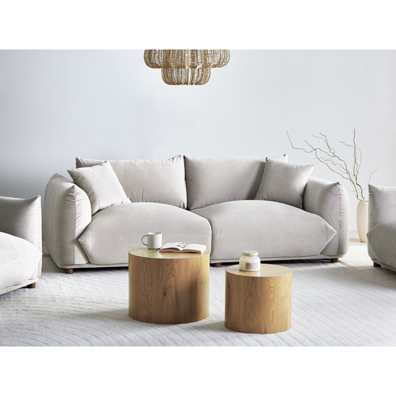 LUVOS 3 Seater Velvet Sofa, Beige