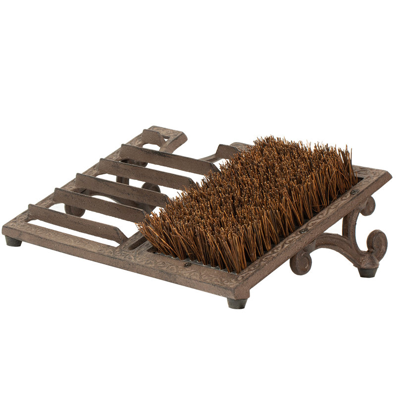 Fabiene Outdoor Doormat with Shoe Scraper Brush, Brown