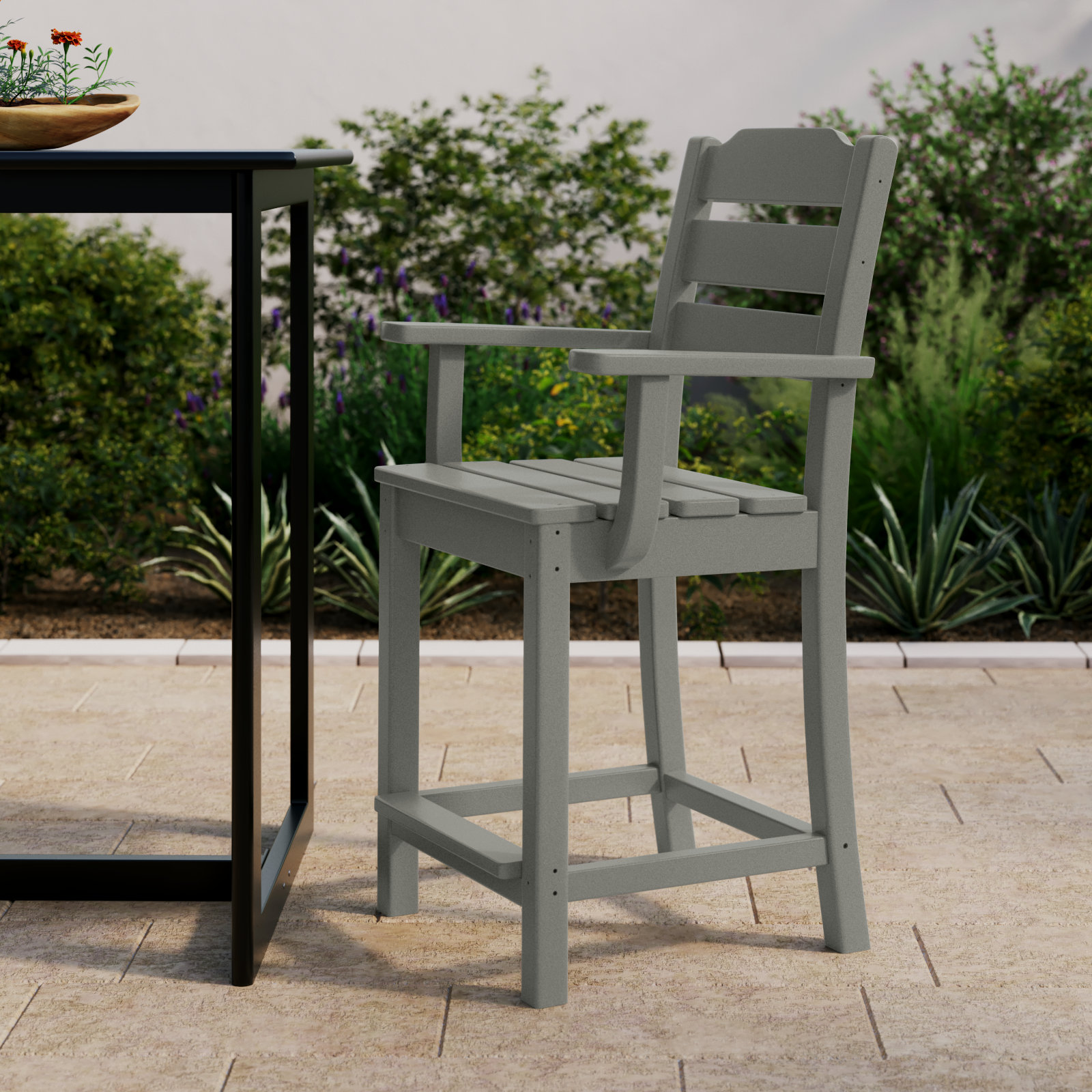 POLYWOOD® Lakeside Counter Patio Bar Stool, Teak
