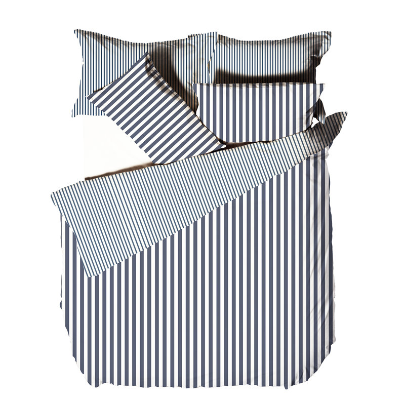 Hebden Mélange Stripe 100% Cotton Duvet Cover Set, Natural, King Size Duvet Cover + 2 Standard Pillowcases