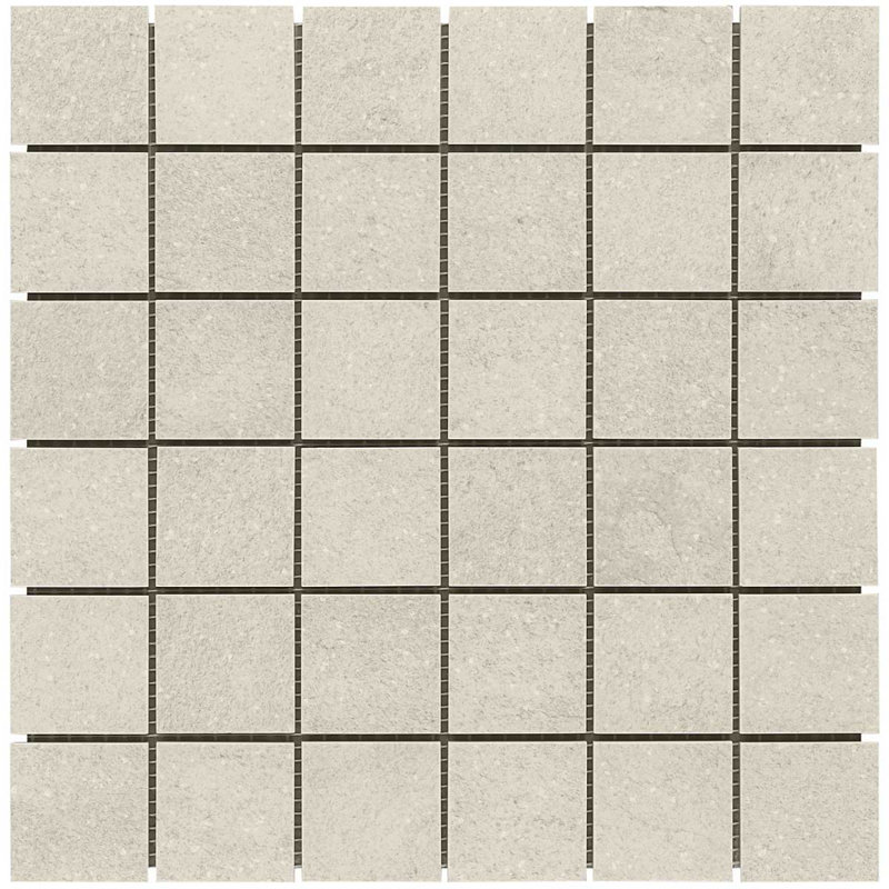 Acadia 12x12 Matte Porcelain Mosaic Tile, Linen White