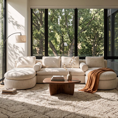 157.5" Oversized Modular Compressed Sofa, Curved U-Shaped Chenille Sectional Sofa with Double Chaise, Deep Seat