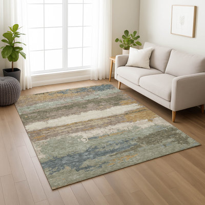 Machine Washable Indoor/Outdoor Chantille ACN2592 Abstract Rug