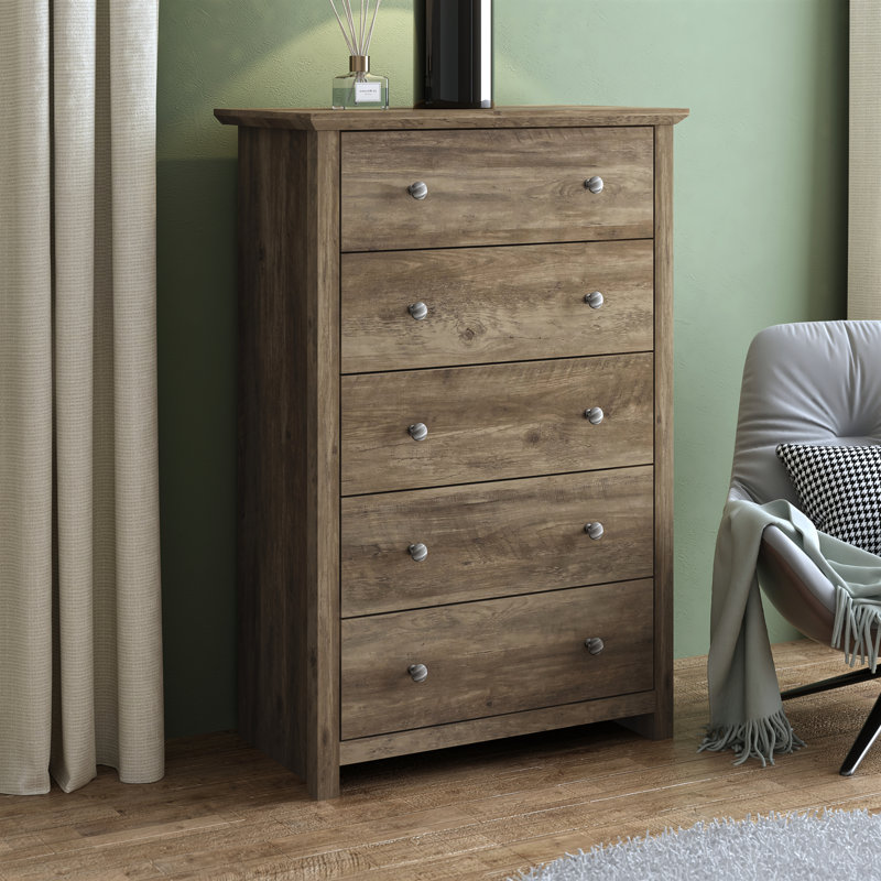 Commode à 5 tiroirs 31,1 po Scott, Chêne noueux