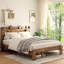 Cadre de lit très grand, cadre de lit plateforme en bois avec tête de lit à DEL avec rangement et 2 ports USB, silencieux, aucun sommier nécessaire et outil d'assemblage facile, grand rangement sous le lit-104243854-104243853
