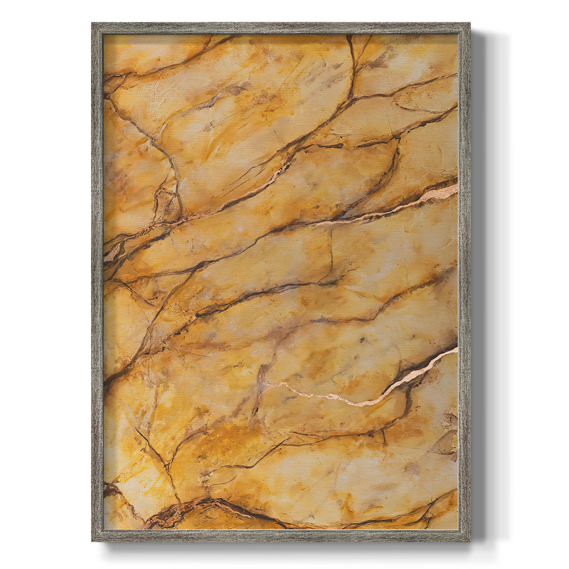 Marbre jaune II, reproduction encadrée - bois massif, H 11 po x l 9 po