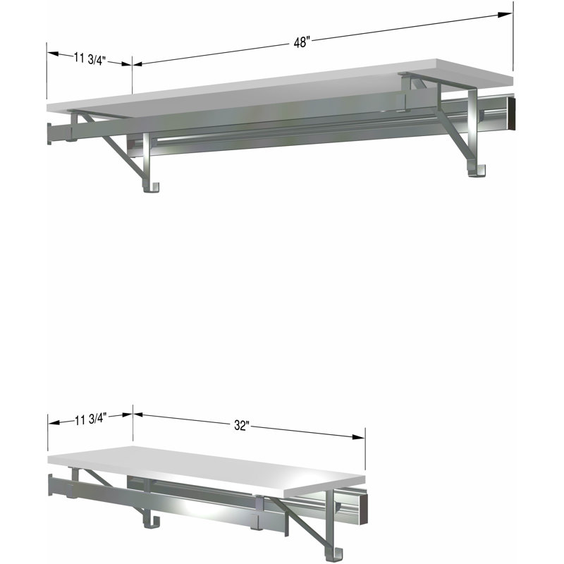 Système de garde-robe à double tablette avec suspension longue (bas 16 po plus court que haut), Blanc