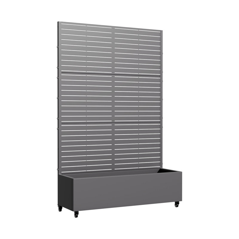 Boîte à fleurs en métal avec roues Eulau, H 72 po x l 35 po x P 16 po, Gris