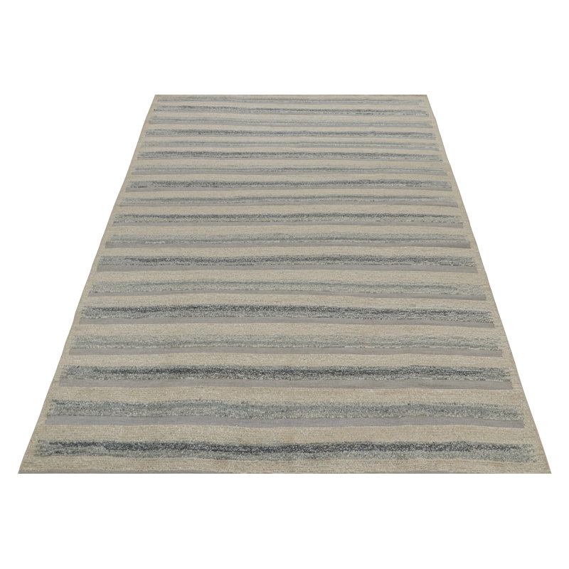 Scandinavian Hand Knotted Wool Geometric Area Rug, Rectangle 9' x 12'