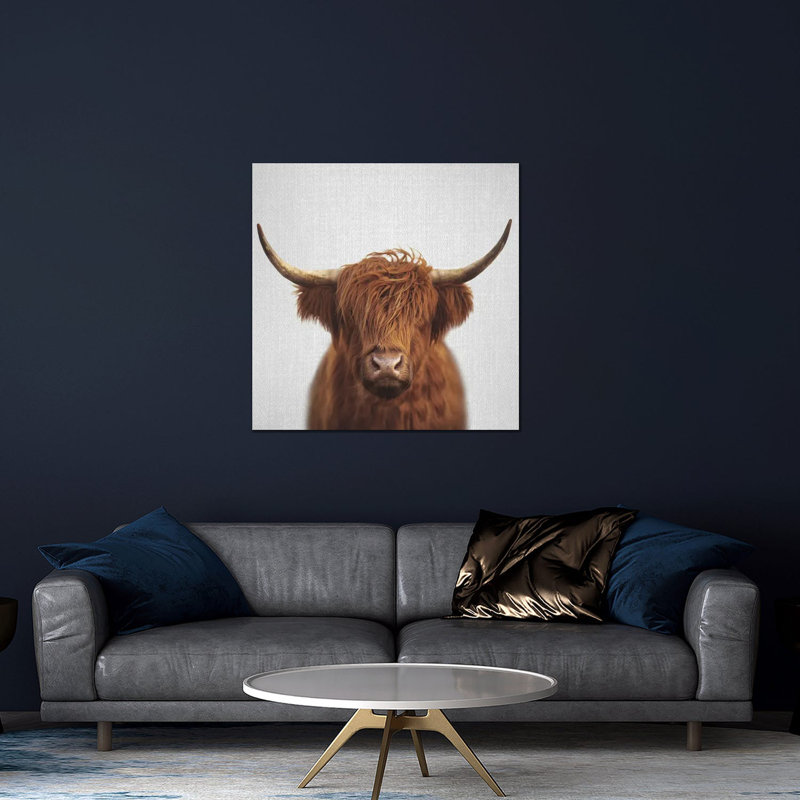 Impression de vache Highland sur verre acrylique, H 24 po x l 24 po x P 0,25 po