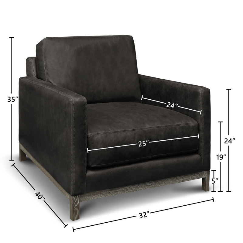 Monterrey Armchair, Charcoal Genuine Leather