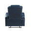 Fauteuil inclinable électrique en cuir bleu et noir avec Bluetooth, chargeur sans fil et porte-gobelet