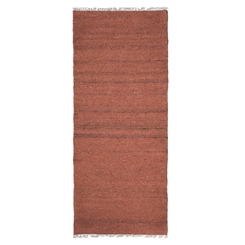 Hand Woven Solid Rust Cotton & Polyester Runner Indoor Area Rug, Runner 2'6'' x 6'