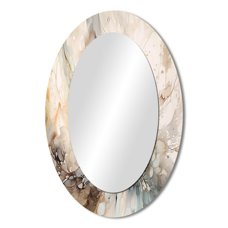 Miroir mural ovale blanc et gris, 36 po x 24 po