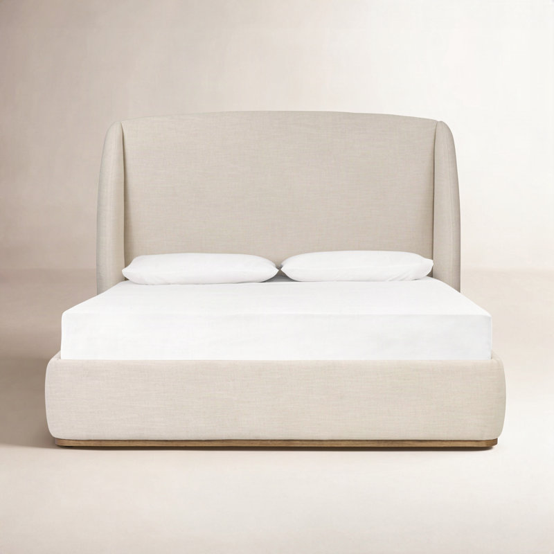Maeve Upholstered Wingback Bed, King, Cambric Ivory