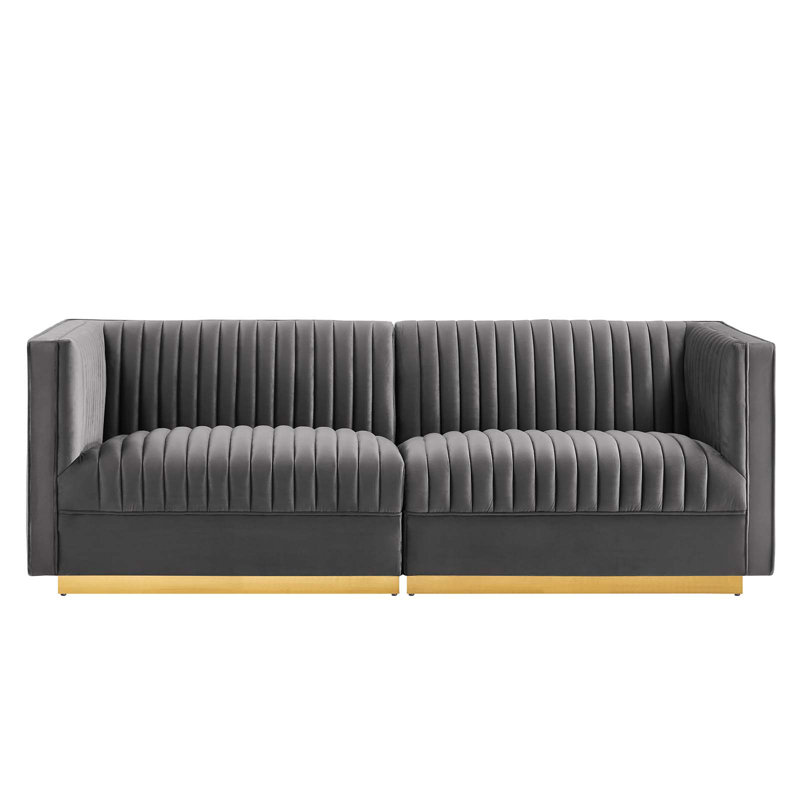 Causeuse modulaire en velours Sanguine Channel, Velours gris