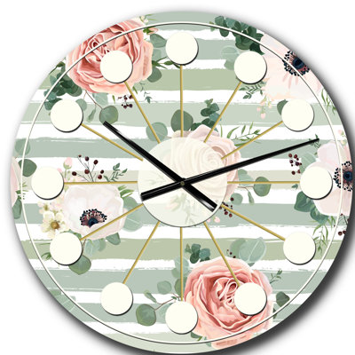Floral Retro Pattern II - Mid-Century Modern wall clock