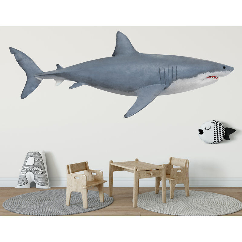 Adhésif décoratif grand requin blanc, H 50 po x l 19 po