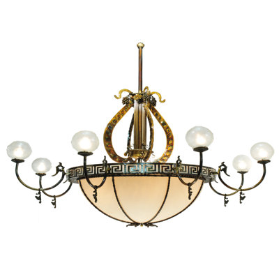 Lustre de style lyre avec bras à 8 lumières de 96 po Chandelier