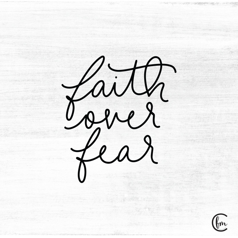 Faith Over Fear - art textuel, H 36 po x l 36 po, Non, Toile encadrée noyer flottant