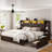 Shila Farmhouse Storage Bed with Bookcase Headboard-1128658722-1128658723