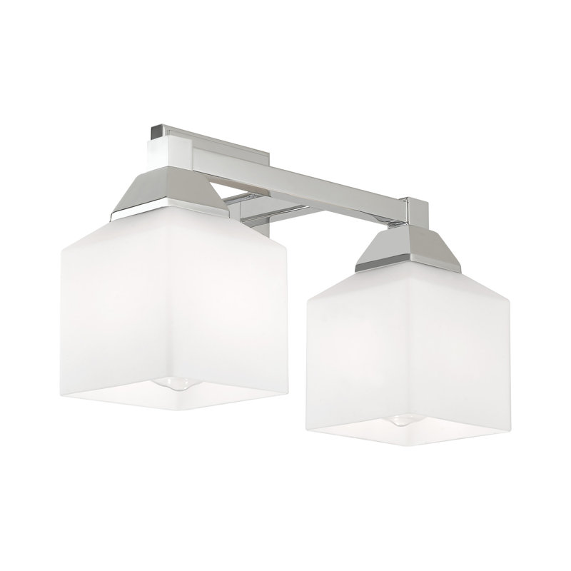 Éclairage pour salle de bain à intensité variable 2 lumières Billington, Chrome poli, Opale satinée blanche