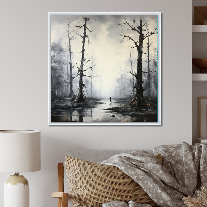 Winter Forest Solitude - impression, H 30 po x l 30 po x P 1 po, Cadre flottant blanc