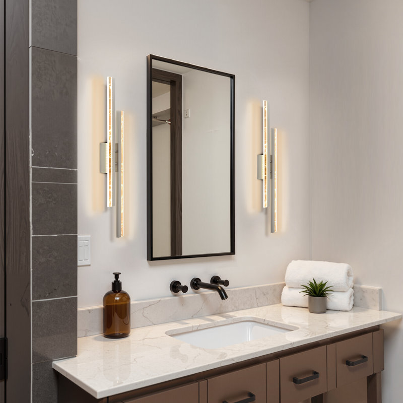 Nafissa 2-light Dimmable Led Bath Bar, Nickel
