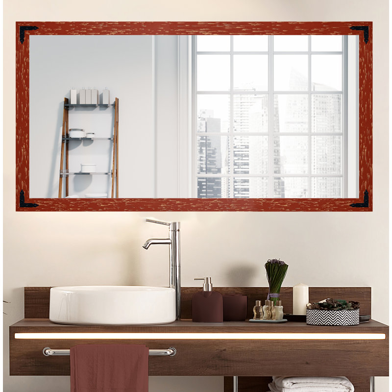 Miroir de salle de bain Monica, 34,5 po x 63,5 po, Rouge / Noir