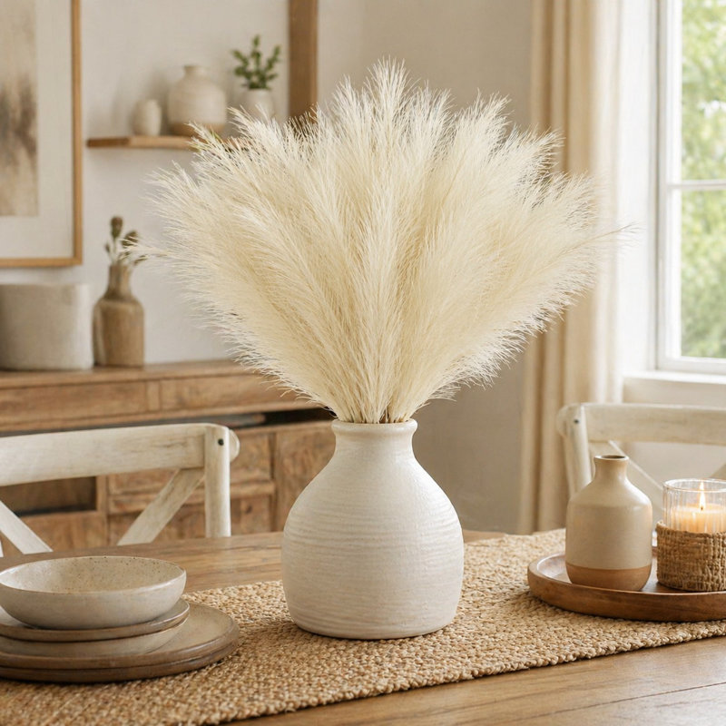 30 pièces 21 po Faux pampas décoratif, remplissage de vase artificiel beige, Petit