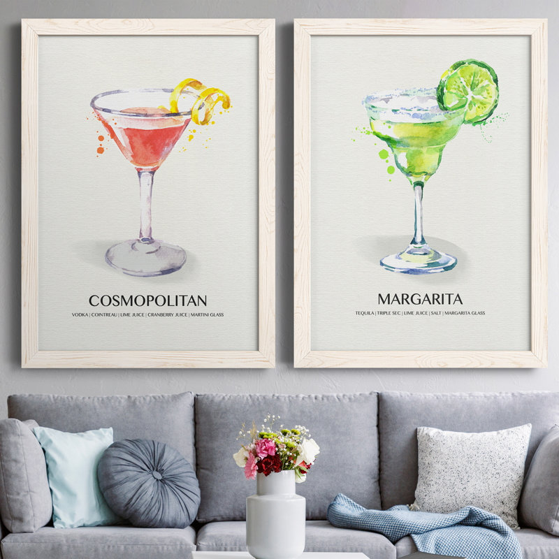 Cosmopolitan - Cadre photo 2 pièces, publicités sur toile, Cadre blanc, H 20 po x l 34 po x P 1,5 po