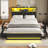 Upholstered Platform Bed Frame Queen Size with Charging Station, 4 Drawers and LED Lights, Heavy Duty, No Box Spring Needed-202005755-215176010
