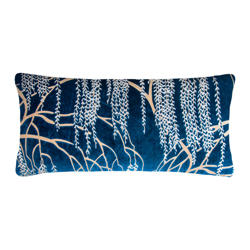 Willow Metallic Mini Rectangular Velvet Pillow Cover & Insert, Dusk Blue, Rectangle 7"H x 15"W