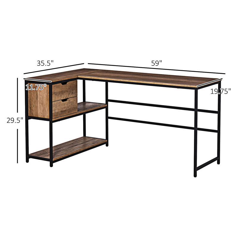 L-Shaped Steel Computer Desk