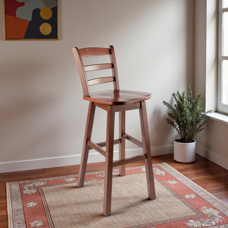 Tazewell Swivel Bar Stool with Ladder-back, Walnut