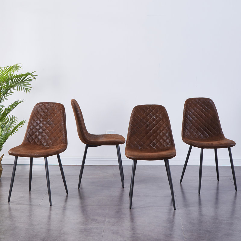 Kaylani Modern Upholstered Dining Chair, Black, Brown Suede