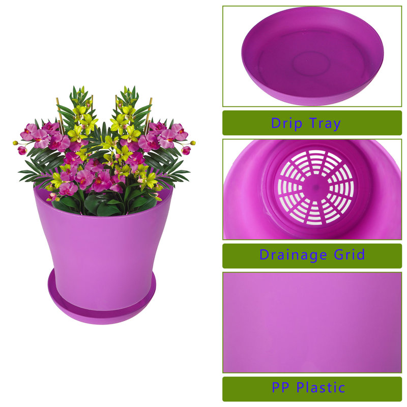  8-Piece 5.5-Inch (medium-sized) Medium Plastic Open-top Flower Pots in 8 Colors, 11.11" H x 10.05" W x 5.99" D