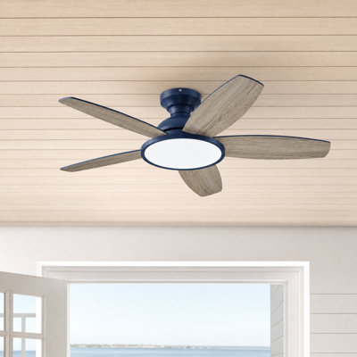 Flush Mount Ceiling Fan with LED Light and Remote